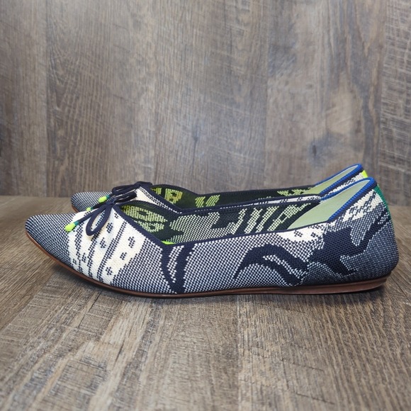 Rothy's The Point Bow Flat Botanical Navy Blue Women's Size 10.5 Retired - Picture 6 of 14